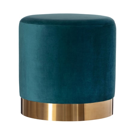Fabulaxe Ottoman, 15.75 W, Velvet, MDF, Metal, Green QI004323.DGN